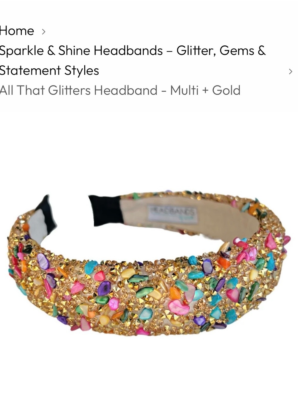 NEW Headbands of Hope Gold Multi-Color Confetti Headband